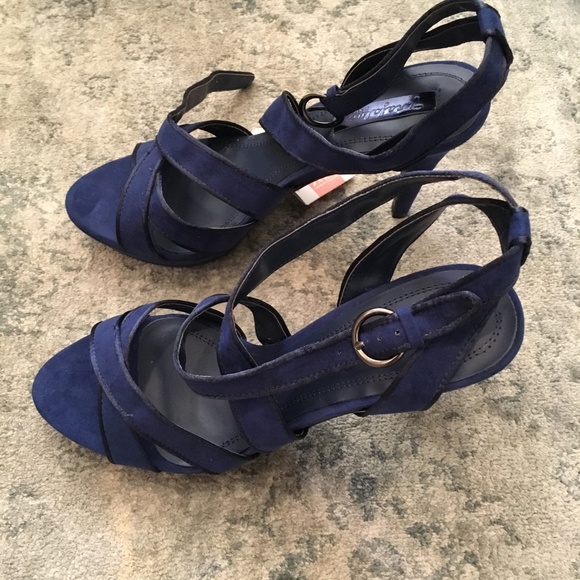 Navy open toed with Satin Edging Size 8 - Picture 2 of 4